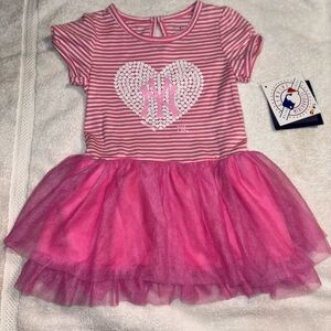 New York Yankees Genuine Merchandise Pink Striped Baby Outfit